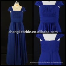 Kappen-Hülsen-Kragen-langes Chiffon- Brautjunfer-Kleid-Pleats-Partei-Kleid